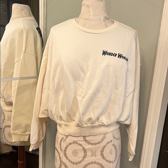 Zara Tops - Zara Cream Wonder Woman Logo Pullover Sweatshirt